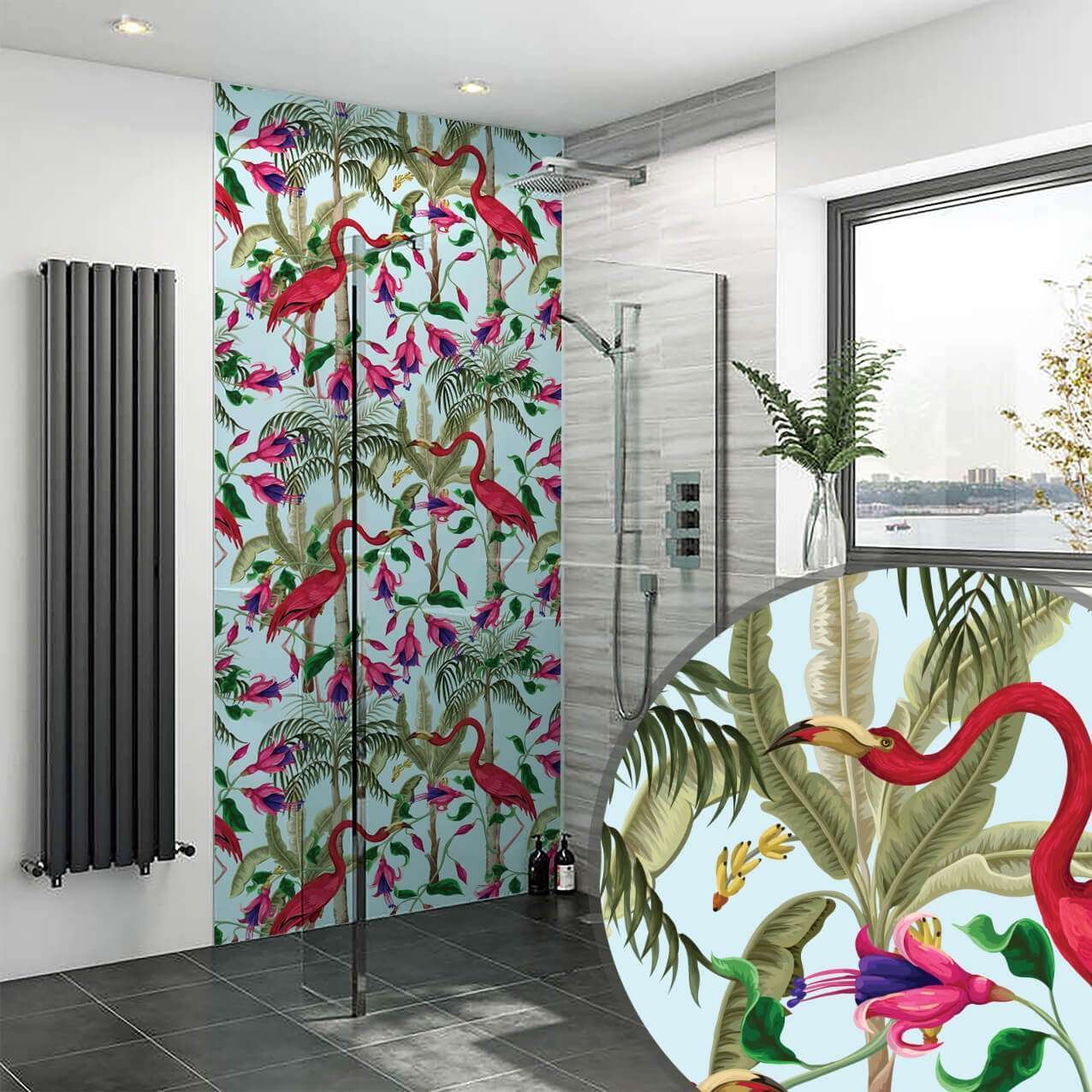 DI-Bond VINTAGE FLAMINGO TROPICAL SHOWER WALL PANEL Shower Panel