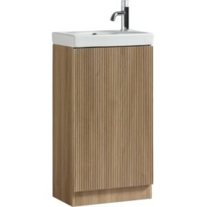 Flauto Country Oak 460mm Fluted Cloakroom Vanity Unit