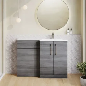 Nuie Arno Anthracite Right Hand Floor Standing Unit and Stone Basin