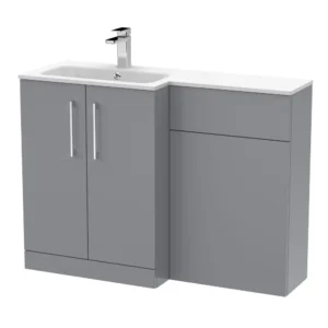 Nuie Arno Satin Grey Floor Standing Unit and Stone Basin